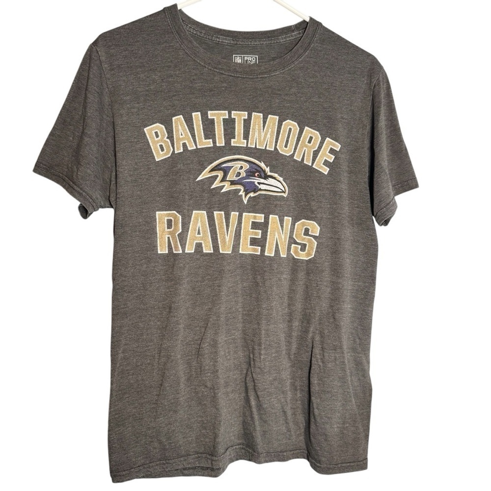 Baltimore Ravens Shirt Mens Medium Gray Football Logo NFL Pro Line Fanatics